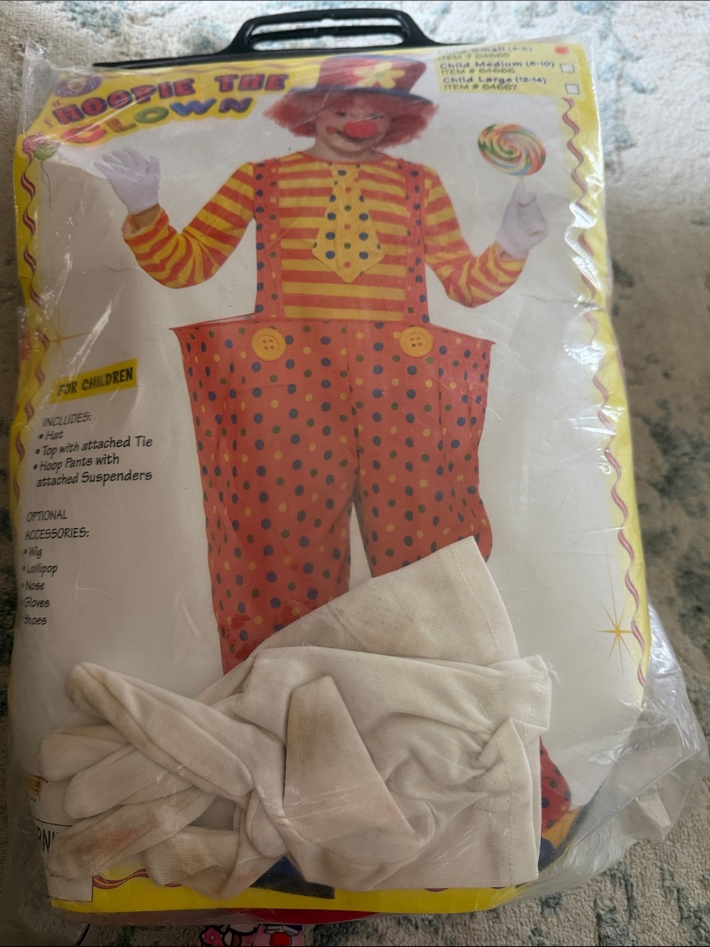 Kids Clown Costume in Yellow & Orange with Polka-Dot Hoop Pants